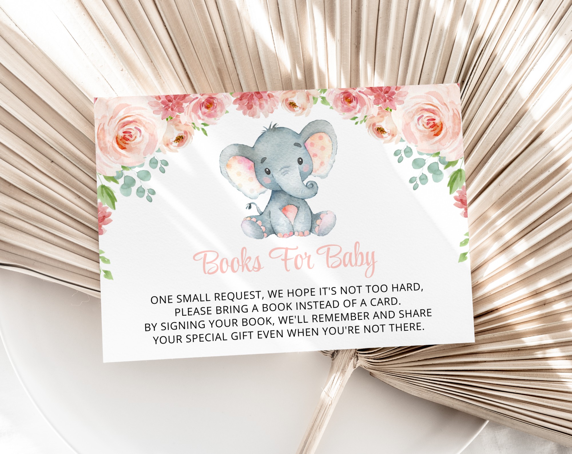 Little Elephant Baby Shower Invitation Suite, Girl Baby Shower, Printable File, Edit Yourself, SH07