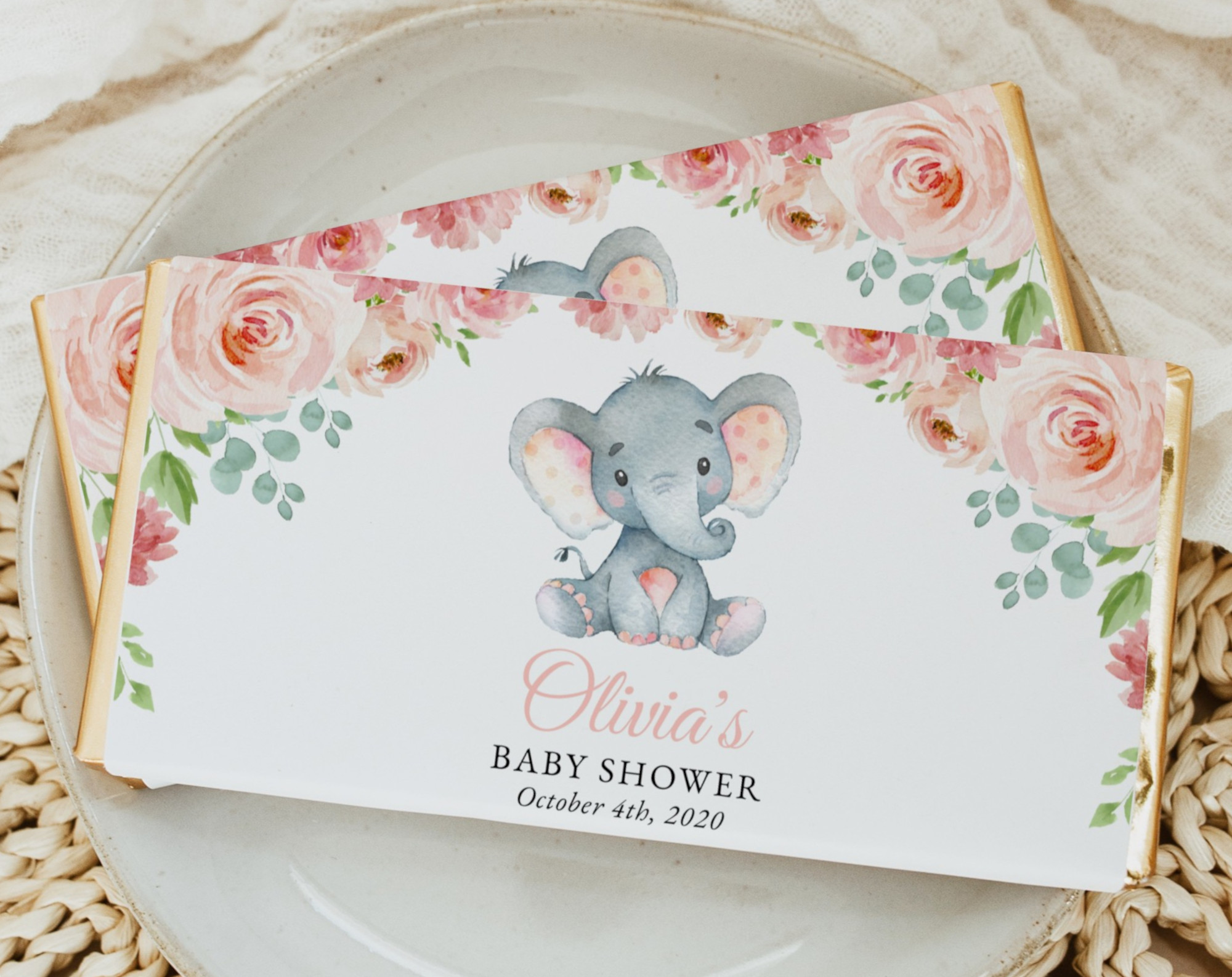 Little Elephant Chocolate Bar Wrapper, Candy Bar Wrapper, Girl Baby Shower, Printable File, Edit Yourself, SH07 Little Elephant Chocolate Bar Wrapper, Candy Bar Wrapper, Girl Baby Shower, Printable File, Edit Yourself, SH07