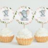 Little Elephant Cupcake Toppers, Baby Shower Decoration, Girl Baby Shower, Printable File, Edit Yourself, SH07