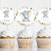 Little Elephant Cupcake Toppers, Baby Shower Decoration, Girl Baby Shower, Printable File, Edit Yourself, SH07
