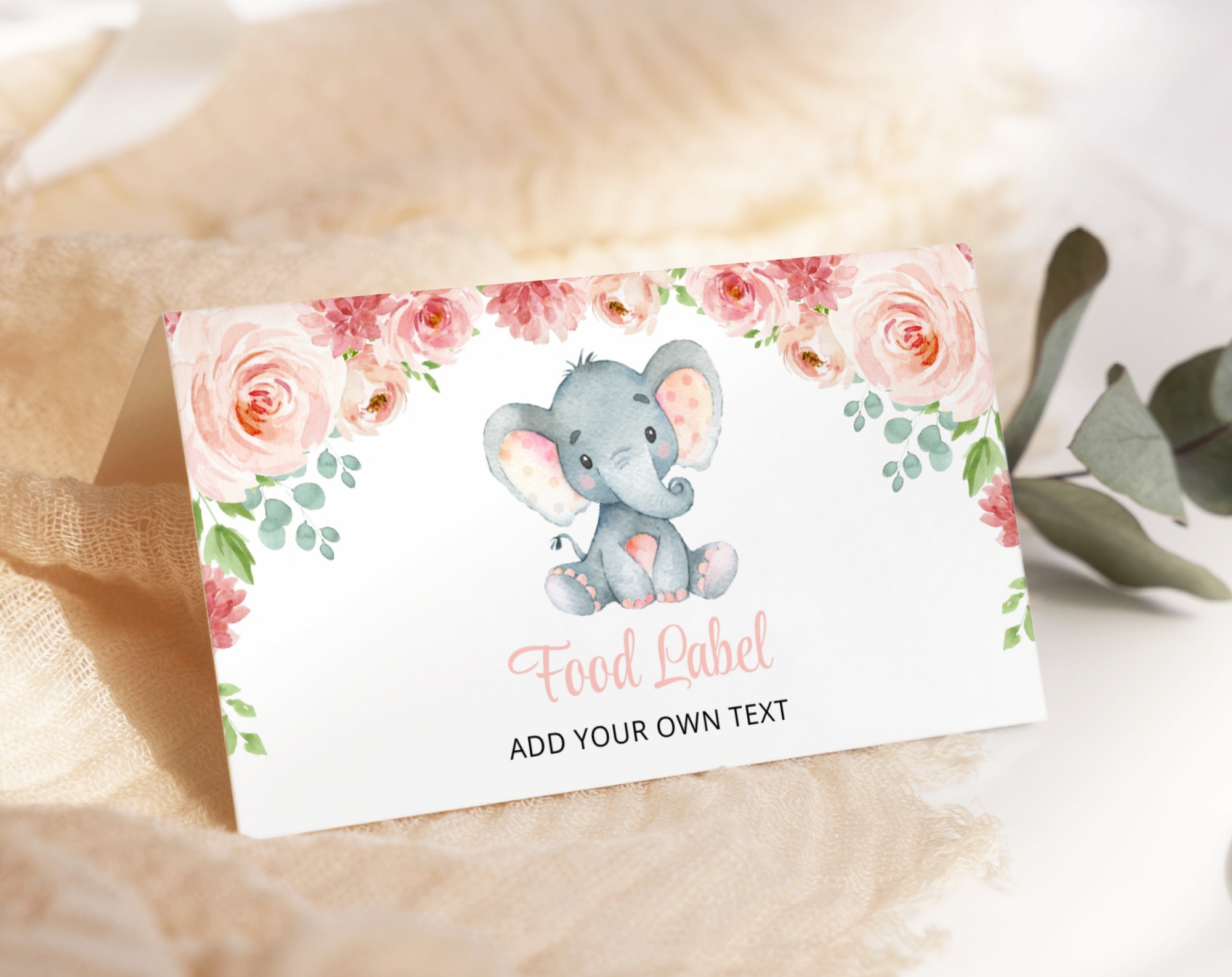 Little Elephant Food Label, Baby Shower Decoration, Girl Baby Shower, Printable File, Edit Yourself, SH07 Little Elephant Food Label, Baby Shower Decoration, Girl Baby Shower, Printable File, Edit Yourself, SH07