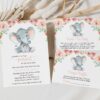 Little Elephant Baby Shower Invitation Suite, Girl Baby Shower, Printable File, Edit Yourself, SH07