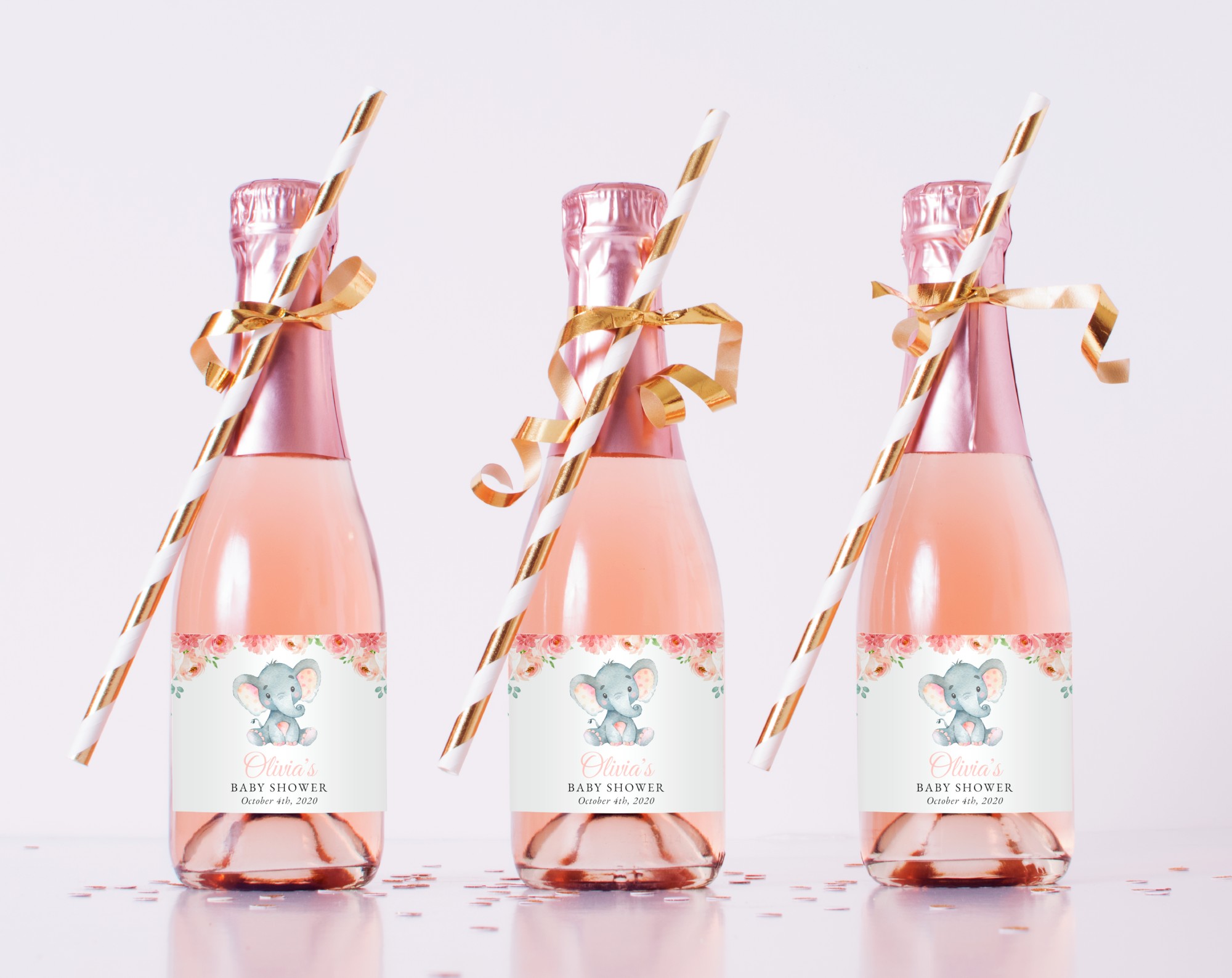 Little Elephant Mini Champagne Labels, Baby Shower Decoration, Girl Baby Shower, Printable File, Edit Yourself, SH07 Little Elephant Mini Champagne Labels, Baby Shower Decoration, Girl Baby Shower, Printable File, Edit Yourself, SH07