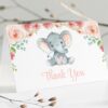 Little Elephant Thank You Card, Girl Baby Shower, Printable File, Edit Yourself, SH07