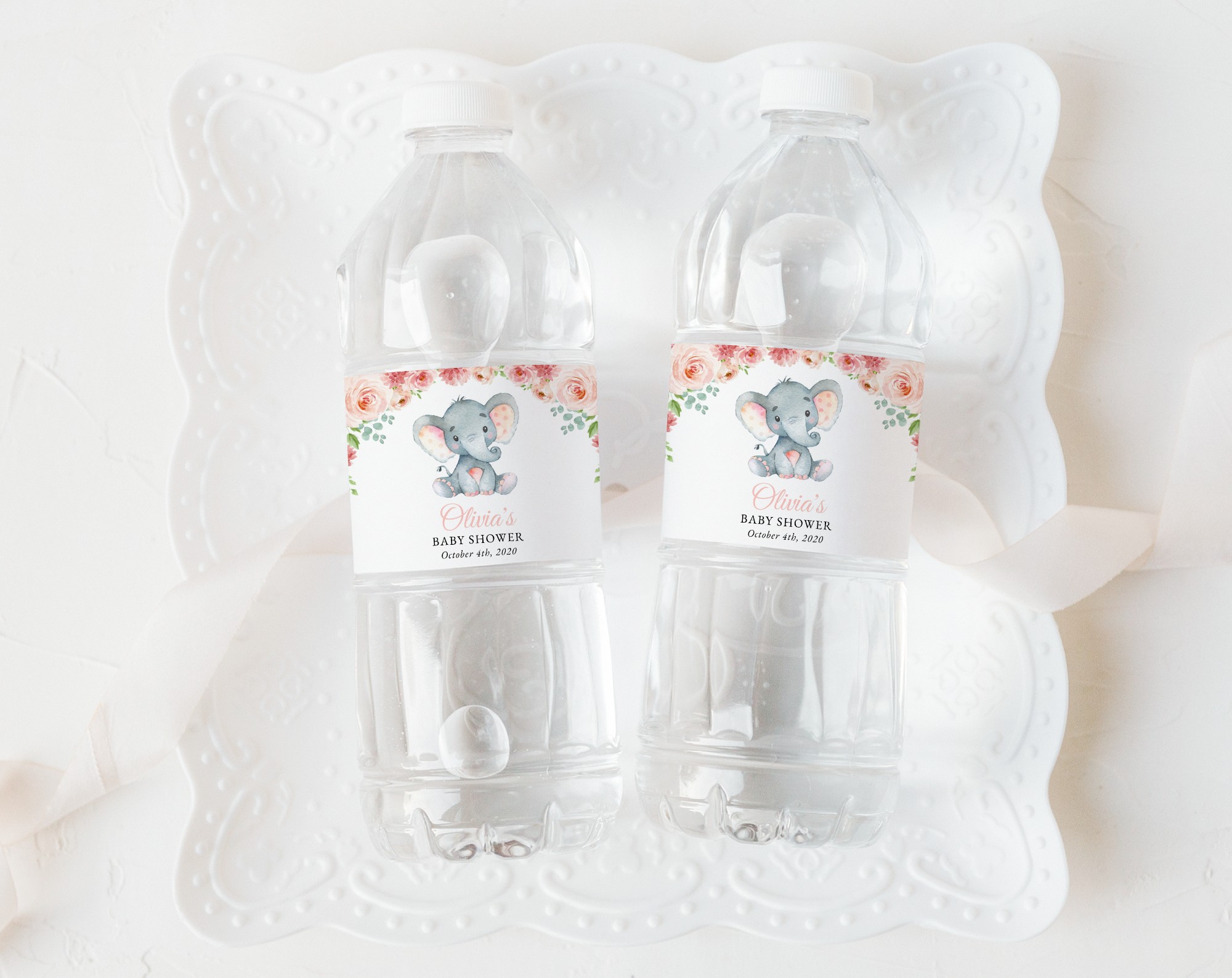 Little Elephant Water Bottle Labels, Baby Shower Decoration, Girl Baby Shower, Printable File, Edit Yourself, SH07 Little Elephant Water Bottle Labels, Baby Shower Decoration, Girl Baby Shower, Printable File, Edit Yourself, SH07