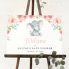 Little Elephant Welcome Sign, Baby Shower Sign, Girl Baby Shower, Printable File, Edit Yourself, SH07