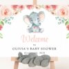 Little Elephant Welcome Sign, Baby Shower Sign, Girl Baby Shower, Printable File, Edit Yourself, SH07
