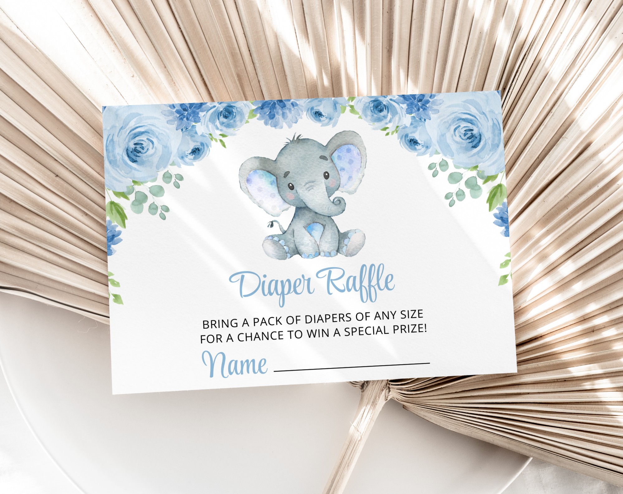 Baby Elephant Baby Shower Invitation Suite, Boy Baby Shower, Printable File, Edit Yourself, SH08