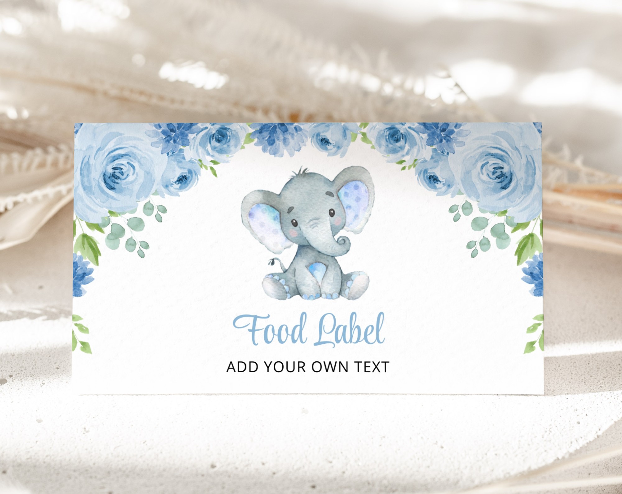 Baby Elephant Food Label, Baby Shower Decoration, Boy Baby Shower, Printable File, Edit Yourself, SH08