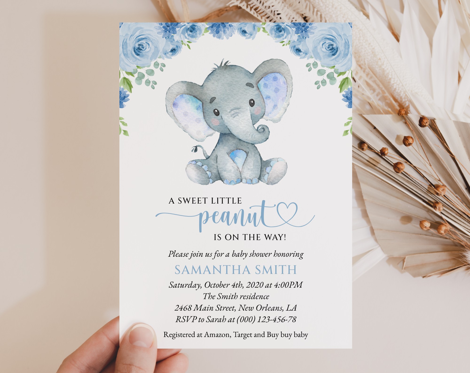 Baby Elephant Baby Shower Invitation - Baby Shower Stationery