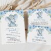 Baby Elephant Baby Shower Invitation Suite, Boy Baby Shower, Printable File, Edit Yourself, SH08