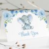 Baby Elephant Thank You Card, Boy Baby Shower, Printable File, Edit Yourself, SH08