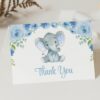 Baby Elephant Thank You Card, Boy Baby Shower, Printable File, Edit Yourself, SH08