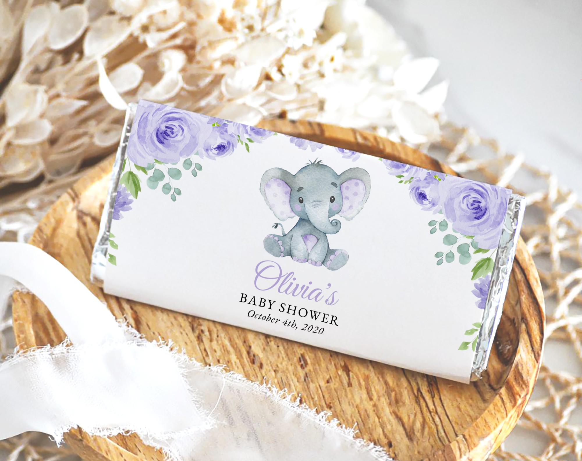 Cute Elephant Chocolate Bar Wrapper, Candy Bar Wrapper, Girl Baby Shower, Printable File, Edit Yourself, SH18 Cute Elephant Chocolate Bar Wrapper, Candy Bar Wrapper, Girl Baby Shower, Printable File, Edit Yourself, SH18