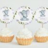 Cute Elephant Cupcake Toppers, Baby Shower Decoration, Girl Baby Shower, Printable File, Edit Yourself, SH18