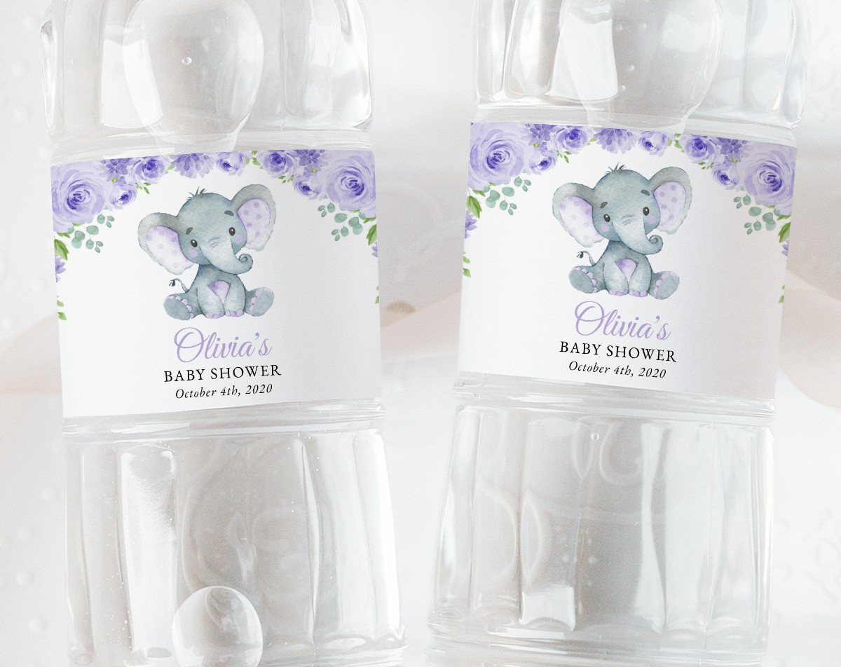 Cute Elephant Water Bottle Labels, Baby Shower Decoration, Girl Baby Shower, Printable File, Edit Yourself, SH18 Cute Elephant Water Bottle Labels, Baby Shower Decoration, Girl Baby Shower, Printable File, Edit Yourself, SH18