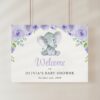Cute Elephant Welcome Sign, Baby Shower Sign, Girl Baby Shower, Printable File, Edit Yourself, SH18