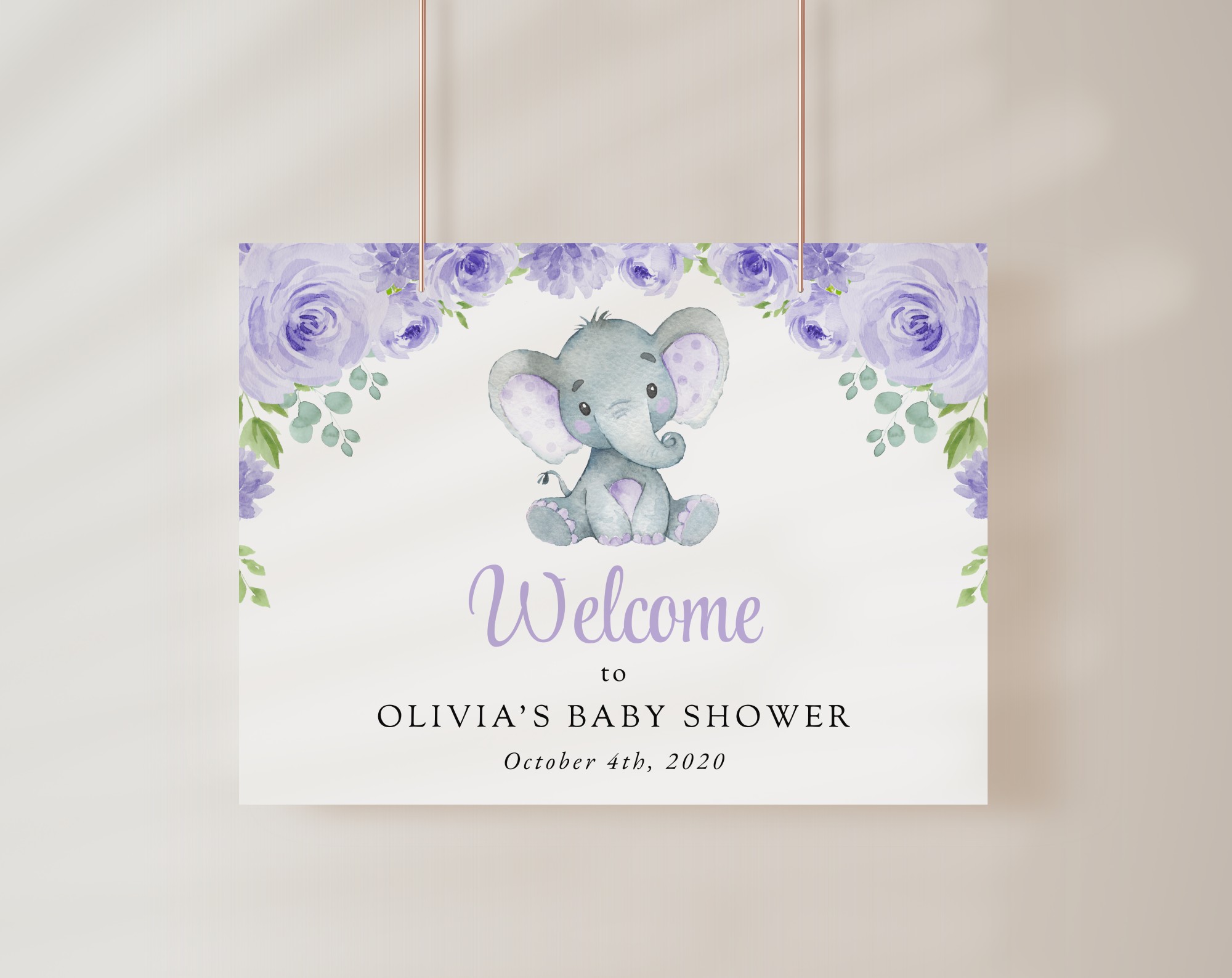 Cute Elephant Welcome Sign - Baby Shower Sign - Party Sign