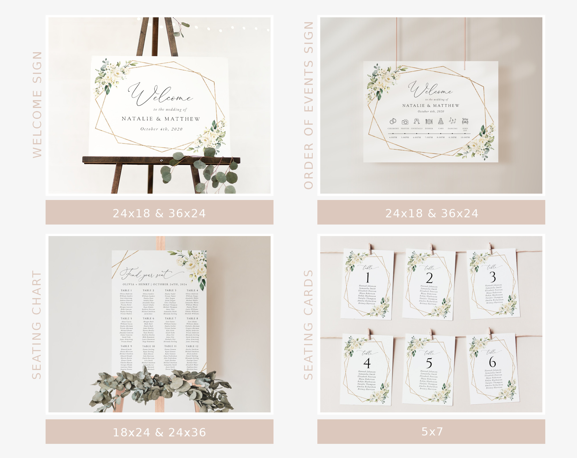 White Flowers Wedding Bundle, Printable File, Edit Yourself, SH33 White Flowers Wedding Bundle, Printable File, Edit Yourself, SH33