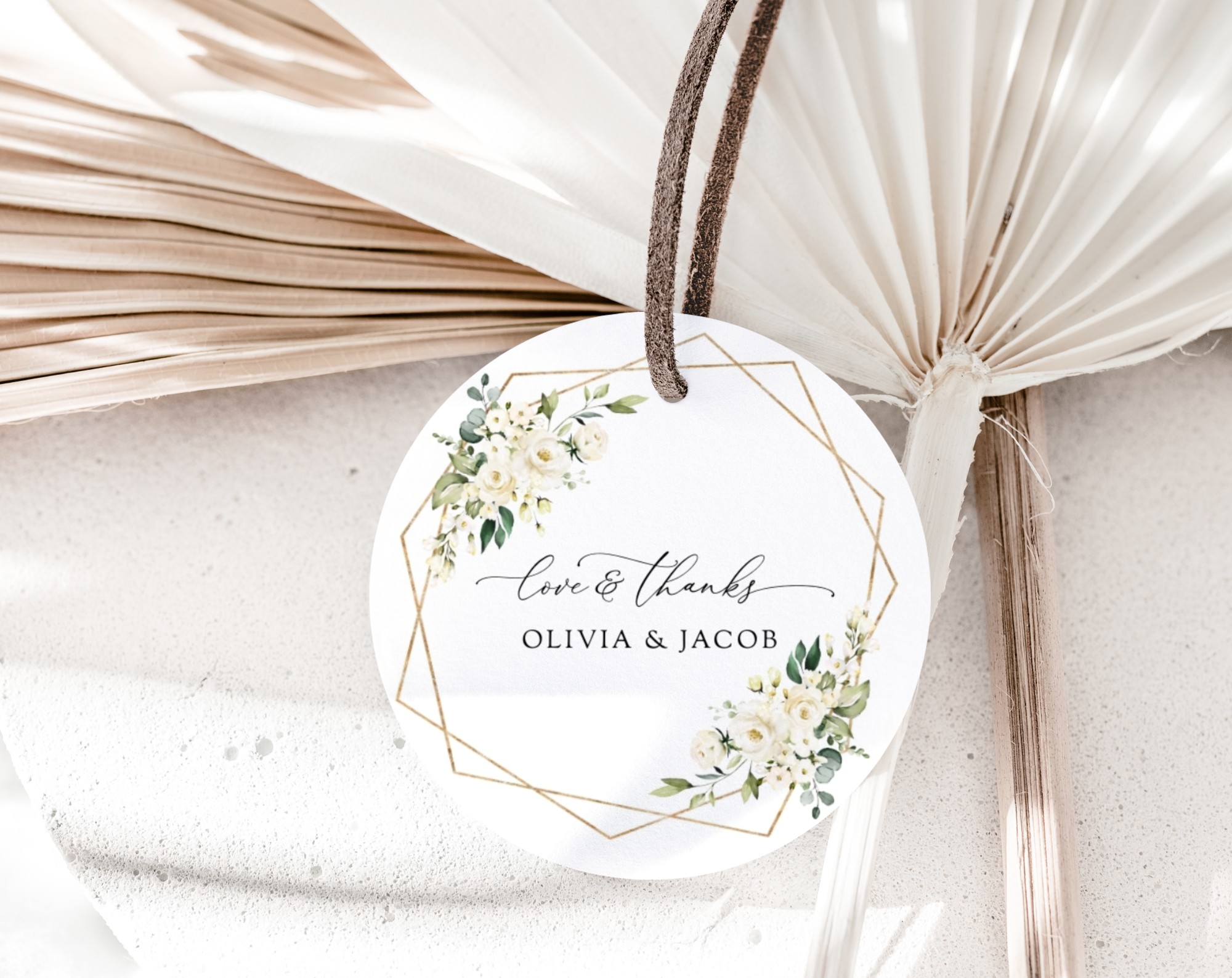 White Flowers Favor Tags, Gift Tags, Party Tags, Wedding, Printable File, Edit Yourself, SH33