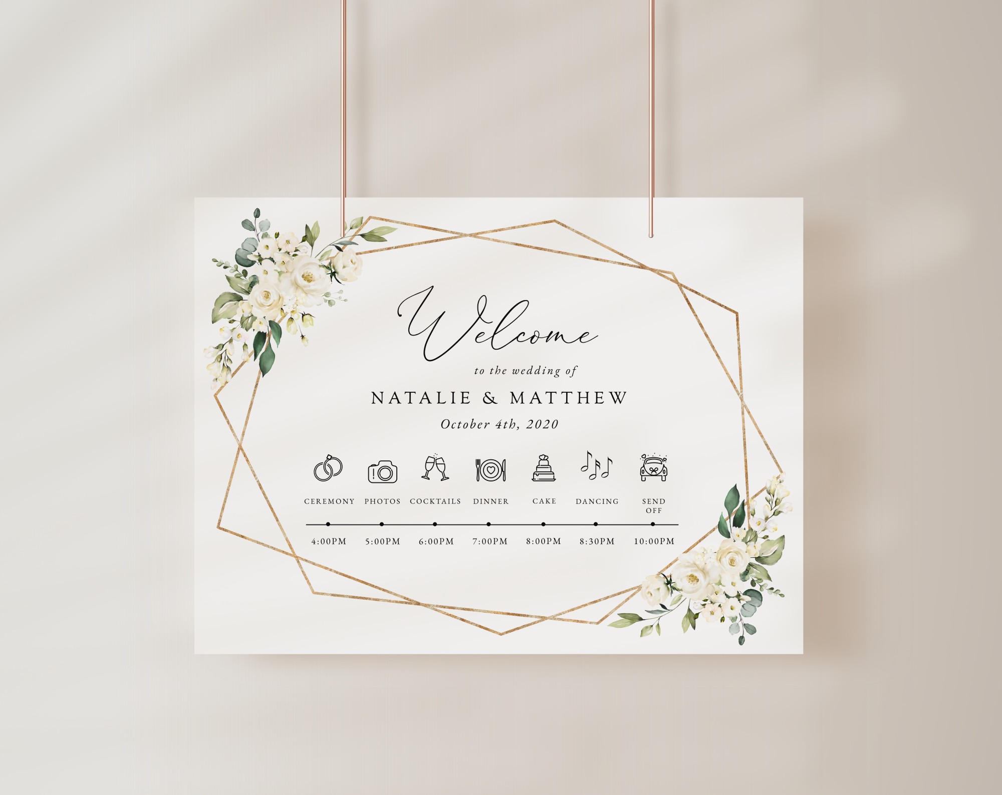 White Flowers Order of Events Sign, Welcome Sign, Printable File, Edit Yourself, SH33 White Flowers Order of Events Sign, Welcome Sign, Printable File, Edit Yourself, SH33