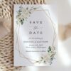 White Flowers Save the Date, Wedding Stationery, Printable File, Edit Yourself, SH33 White Flowers Save the Date, Wedding Stationery, Printable File, Edit Yourself, SH33