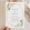 White Flowers Save the Date, Wedding Stationery, Printable File, Edit Yourself, SH33 White Flowers Save the Date, Wedding Stationery, Printable File, Edit Yourself, SH33