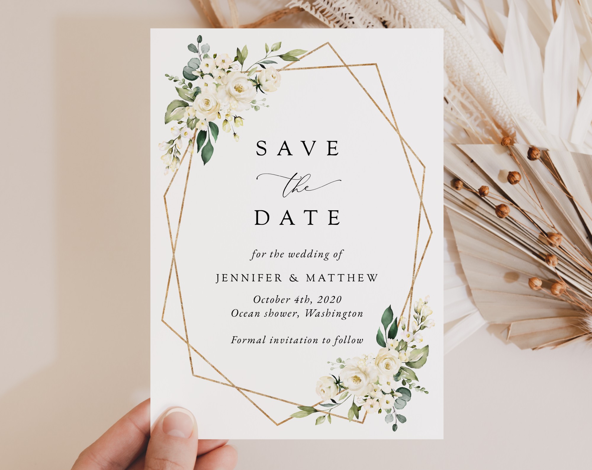 White Flowers Save the Date, Wedding Stationery, Printable File, Edit Yourself, SH33 White Flowers Save the Date, Wedding Stationery, Printable File, Edit Yourself, SH33