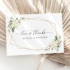 White Flowers Thank You Card, Wedding Stationery, Printable File, Edit Yourself, SH33