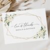 White Flowers Thank You Card, Wedding Stationery, Printable File, Edit Yourself, SH33