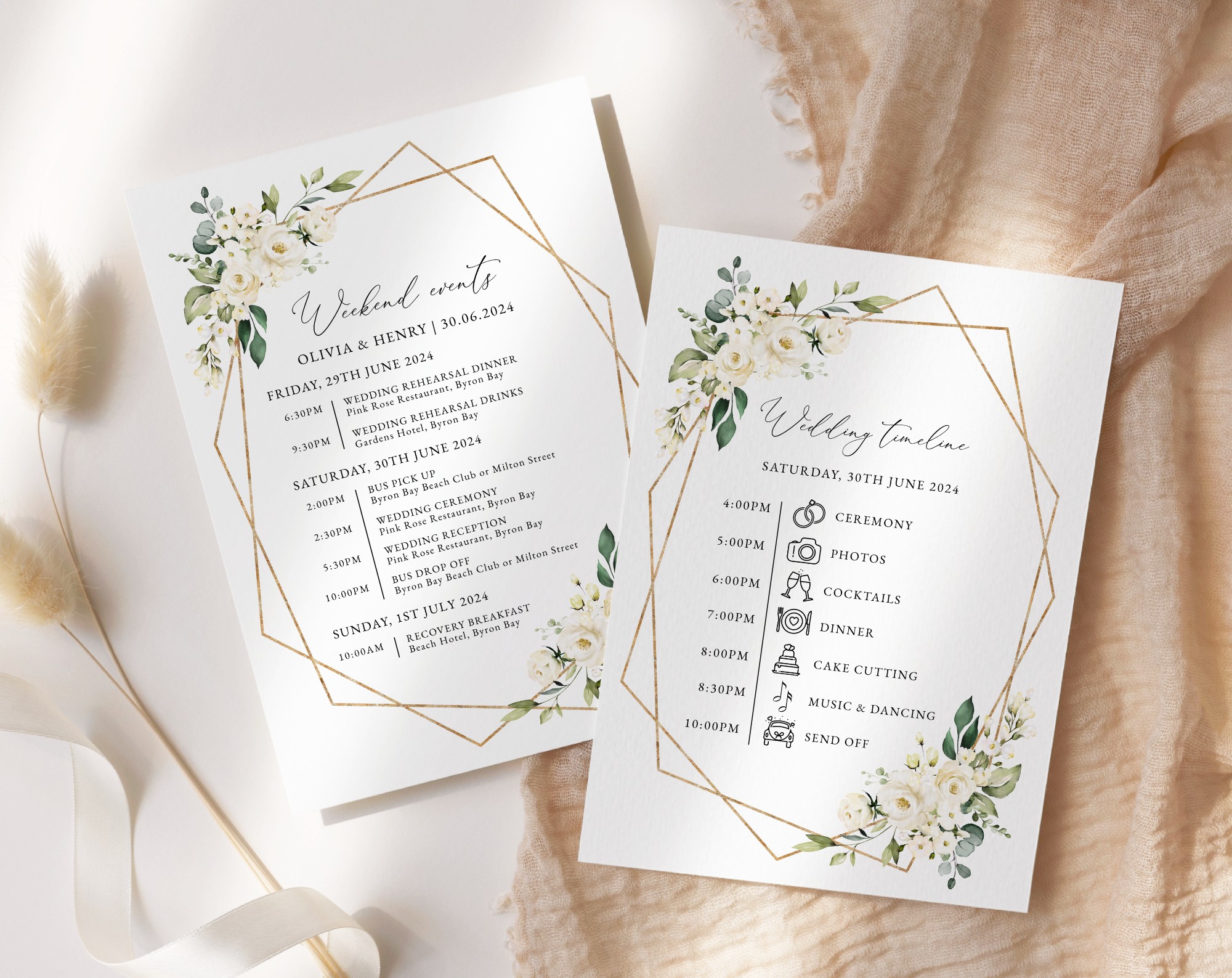 White Flowers Wedding Timeline, Wedding Stationery, Printable File, Edit Yourself, SH33 White Flowers Wedding Timeline, Wedding Stationery, Printable File, Edit Yourself, SH33