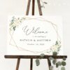 White Flowers Welcome Sign, Wedding Sign, Printable File, Edit Yourself, SH33