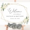 White Flowers Welcome Sign, Wedding Sign, Printable File, Edit Yourself, SH33