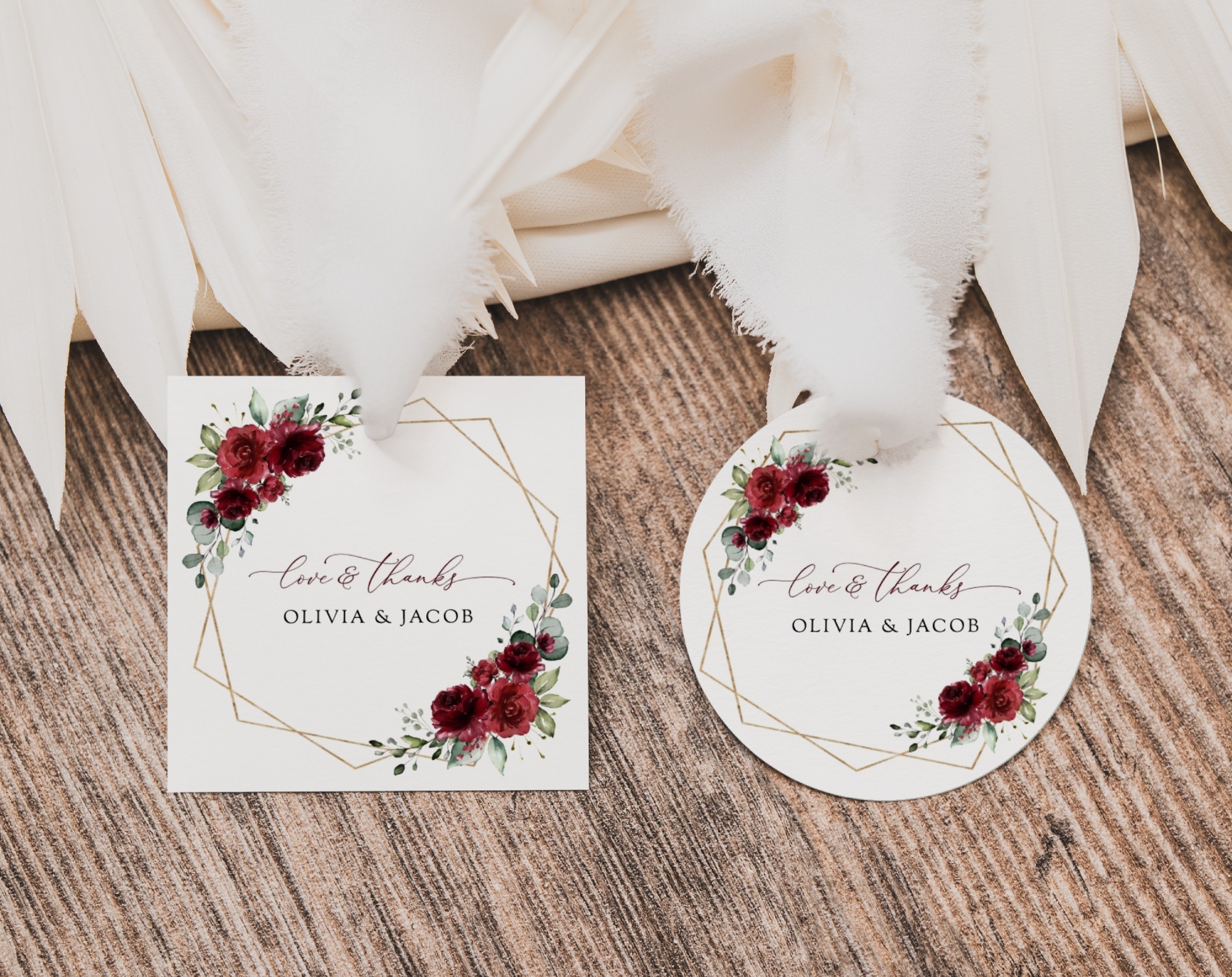 Burgundy Red Flowers Favor Tags, Gift Tags, Party Tags, Wedding, Printable File, Edit Yourself, SH34 Burgundy Red Flowers Favor Tags, Gift Tags, Party Tags, Wedding, Printable File, Edit Yourself, SH34