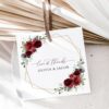 Burgundy Red Flowers Favor Tags, Gift Tags, Party Tags, Wedding, Printable File, Edit Yourself, SH34