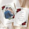 Burgundy Red Flowers Wedding Invitation Suite, Wedding Stationery, Printable File, Edit Yourself, SH34 Burgundy Red Flowers Wedding Invitation Suite, Wedding Stationery, Printable File, Edit Yourself, SH34