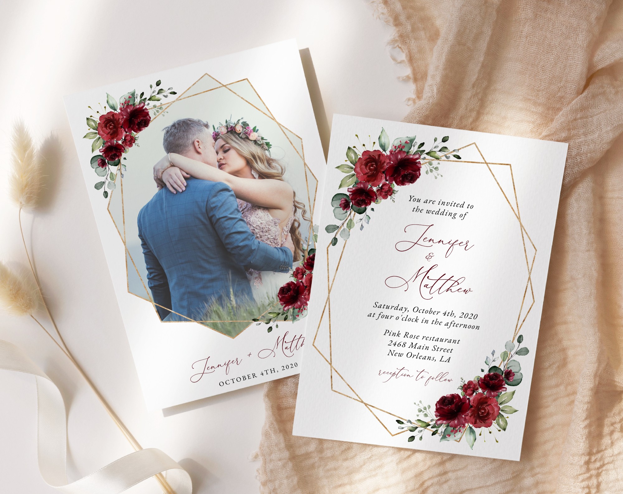 Burgundy Red Flowers Wedding Invitation Suite, Wedding Stationery, Printable File, Edit Yourself, SH34 Burgundy Red Flowers Wedding Invitation Suite, Wedding Stationery, Printable File, Edit Yourself, SH34