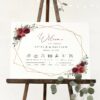 Burgundy Red Flowers Order of Events Sign, Welcome Sign, Printable File, Edit Yourself, SH34 Burgundy Red Flowers Order of Events Sign, Welcome Sign, Printable File, Edit Yourself, SH34