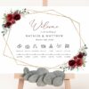 Burgundy Red Flowers Order of Events Sign, Welcome Sign, Printable File, Edit Yourself, SH34 Burgundy Red Flowers Order of Events Sign, Welcome Sign, Printable File, Edit Yourself, SH34