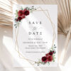 Burgundy Red Flowers Save the Date, Wedding Stationery, Printable File, Edit Yourself, SH34 Burgundy Red Flowers Save the Date, Wedding Stationery, Printable File, Edit Yourself, SH34