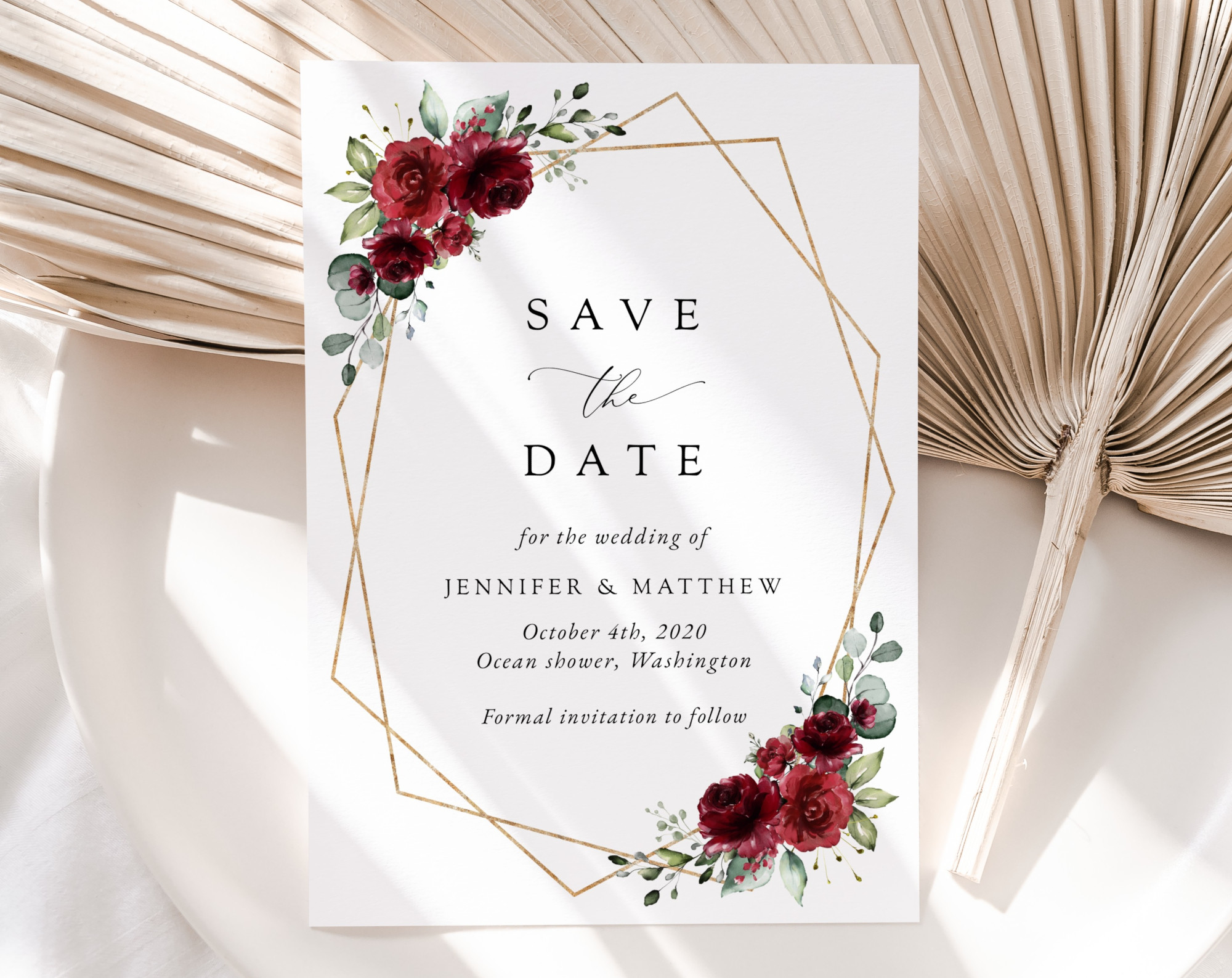 Burgundy Red Flowers Save the Date, Wedding Stationery, Printable File, Edit Yourself, SH34 Burgundy Red Flowers Save the Date, Wedding Stationery, Printable File, Edit Yourself, SH34
