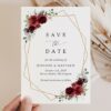 Burgundy Red Flowers Save the Date, Wedding Stationery, Printable File, Edit Yourself, SH34 Burgundy Red Flowers Save the Date, Wedding Stationery, Printable File, Edit Yourself, SH34
