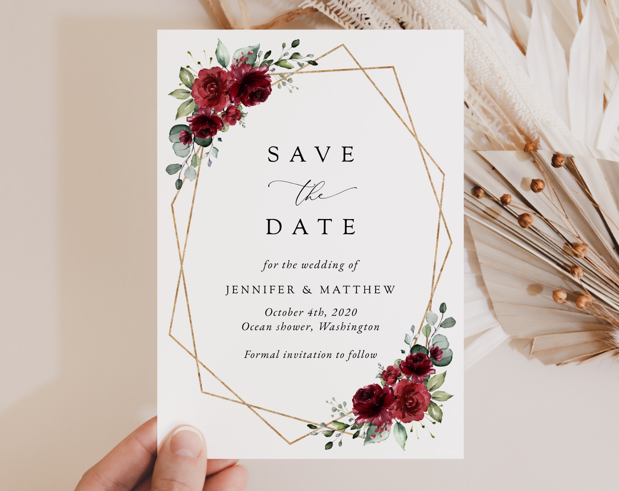 Burgundy Red Flowers Save the Date, Wedding Stationery, Printable File, Edit Yourself, SH34 Burgundy Red Flowers Save the Date, Wedding Stationery, Printable File, Edit Yourself, SH34