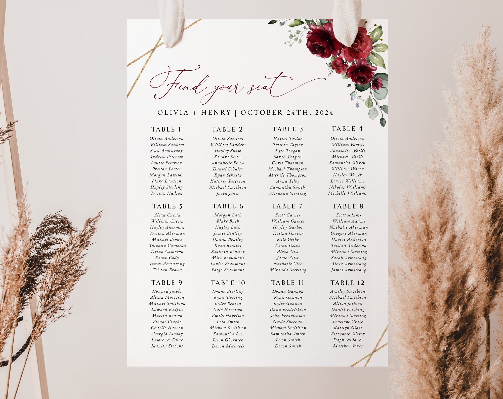 Burgundy Red Flowers Seating Chart, Wedding Sign, Printable File, Edit Yourself, SH34 Burgundy Red Flowers Seating Chart, Wedding Sign, Printable File, Edit Yourself, SH34