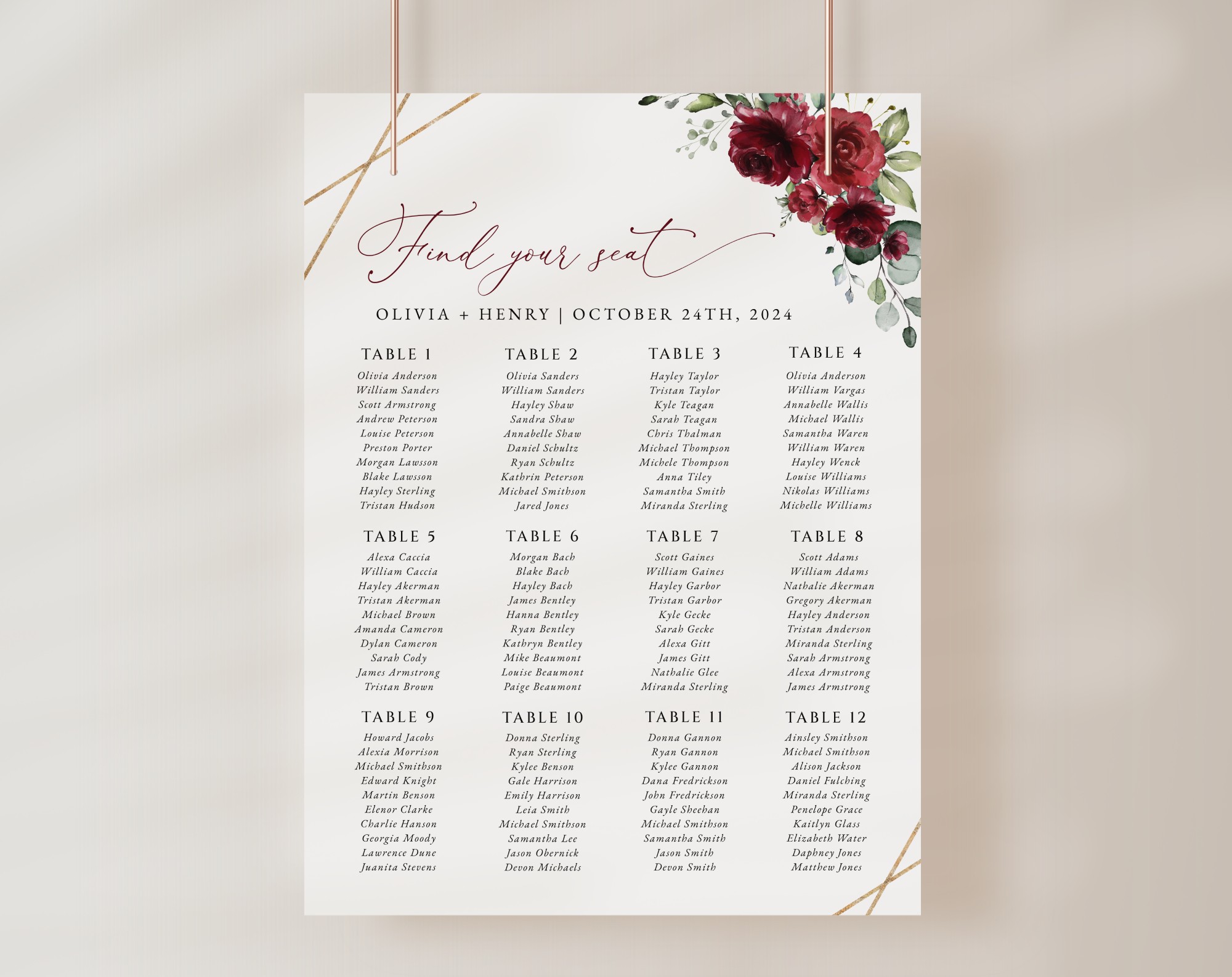 Burgundy Red Flowers Seating Chart, Wedding Sign, Printable File, Edit Yourself, SH34 Burgundy Red Flowers Seating Chart, Wedding Sign, Printable File, Edit Yourself, SH34