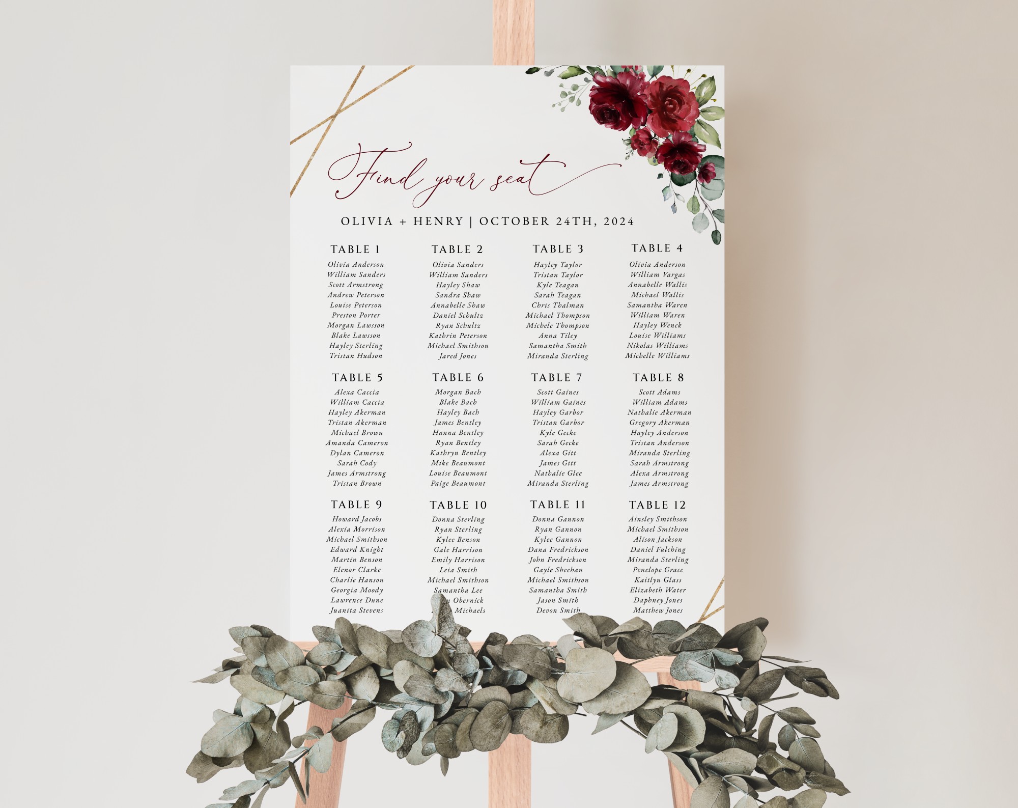 Burgundy Red Flowers Seating Chart, Wedding Sign, Printable File, Edit Yourself, SH34 Burgundy Red Flowers Seating Chart, Wedding Sign, Printable File, Edit Yourself, SH34