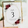 Burgundy Red Flowers Table Number Sign, Wedding Sign, Printable File, Edit Yourself, SH34 Burgundy Red Flowers Table Number Sign, Wedding Sign, Printable File, Edit Yourself, SH34