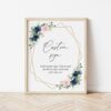 Navy and Pink Flowers Custom Sign, Wedding Sign, Printable File, Edit Yourself, SH35