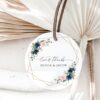 Navy and Pink Flowers Favor Tags, Gift Tags, Party Tags, Wedding, Printable File, Edit Yourself, SH35