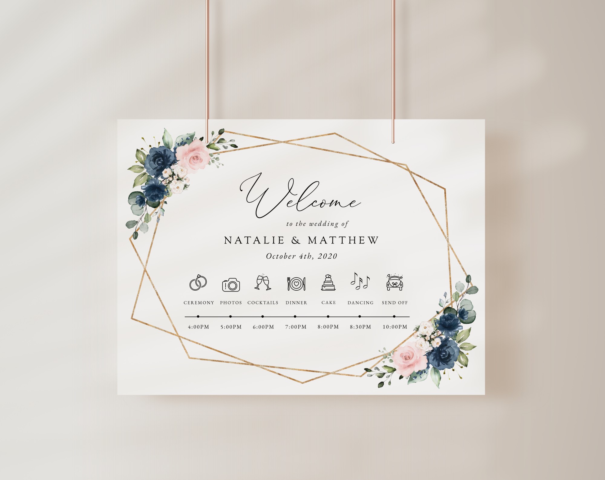 Navy and Pink Flowers Order of Events Sign, Welcome Sign, Printable File, Edit Yourself, SH35 Navy and Pink Flowers Order of Events Sign, Welcome Sign, Printable File, Edit Yourself, SH35